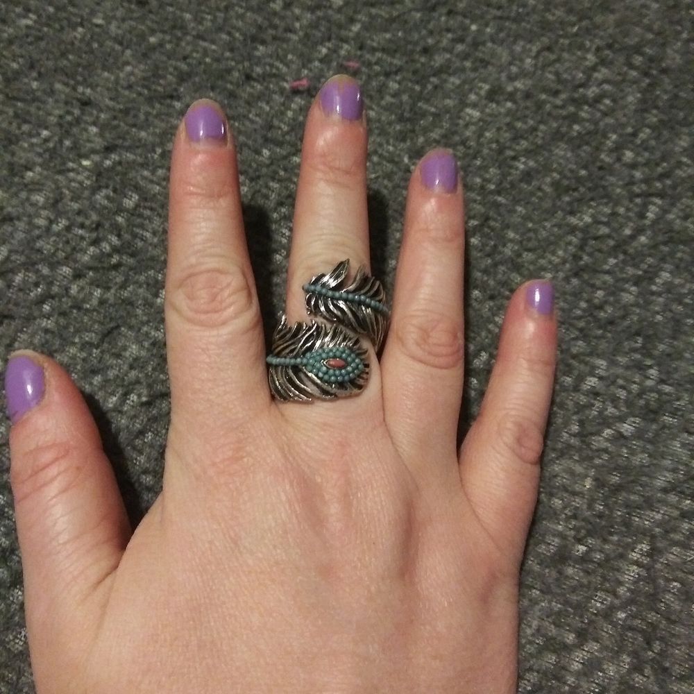Turquoise Feather Ring